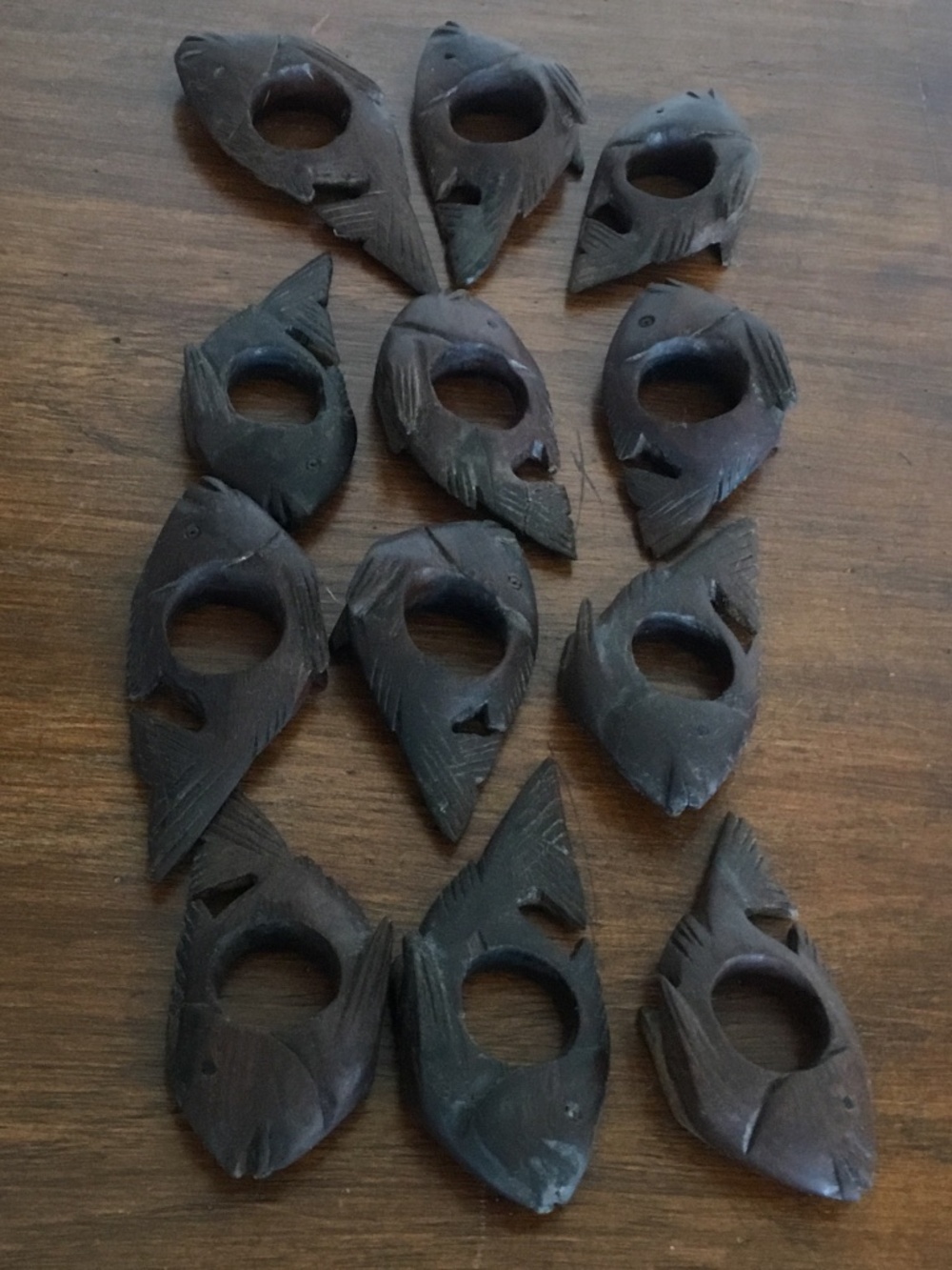 Set of 12 Wooden Fish Napkin Holders